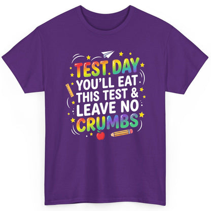 Test Day You'll Eat This Test & Leave No Crumbs Testing T-Shirt - product mockup - Purple
