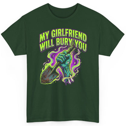 My Girlfriend Will Bury You zombie T-Shirt Forest Green product mockup