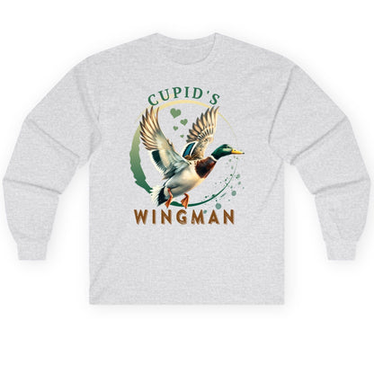 Cupid's Wingman mallard duck Long Sleeve Tee Ash product mockup