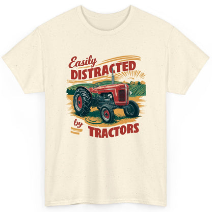 Easily Distracted by Tractors vintage tractor T-Shirt Natural product mockup