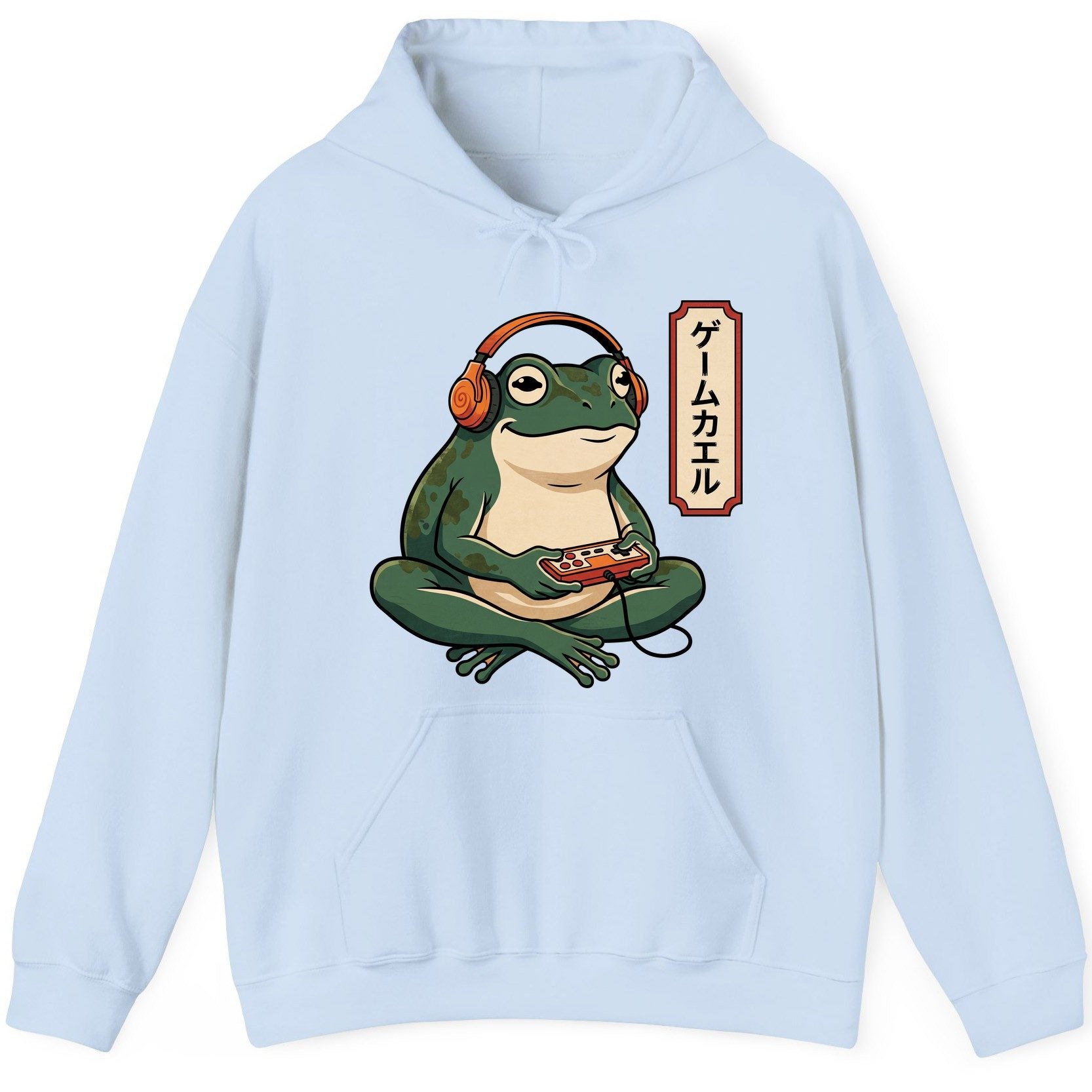 ゲームカエル gamer frog Hoodie Light Blue product mockup