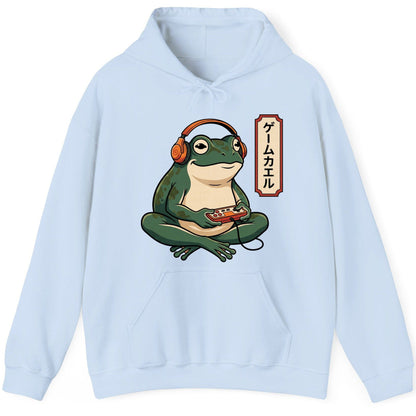 ゲームカエル gamer frog Hoodie Light Blue product mockup