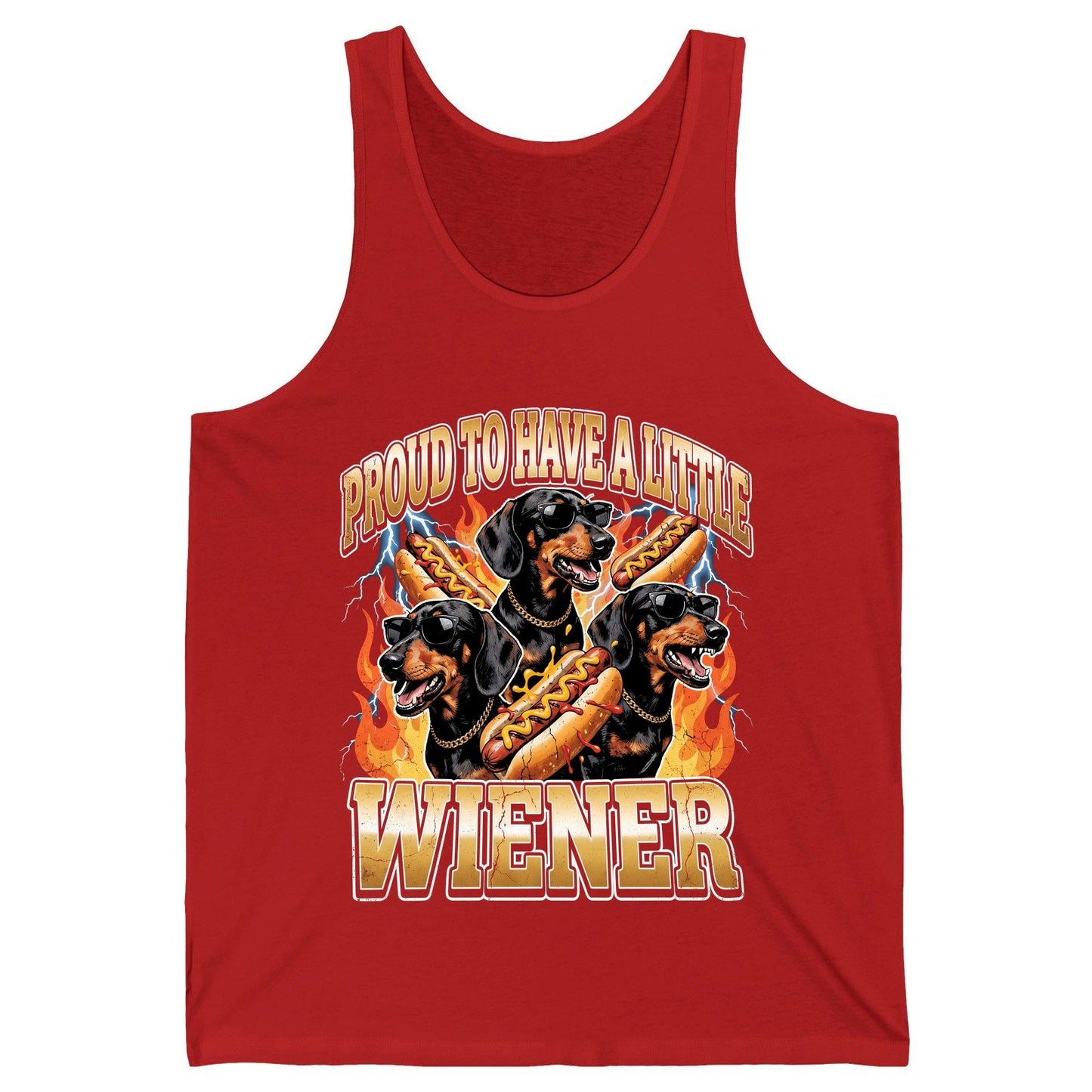 Proud to Have a Little Wiener dachshund Tank Top Red product mockup