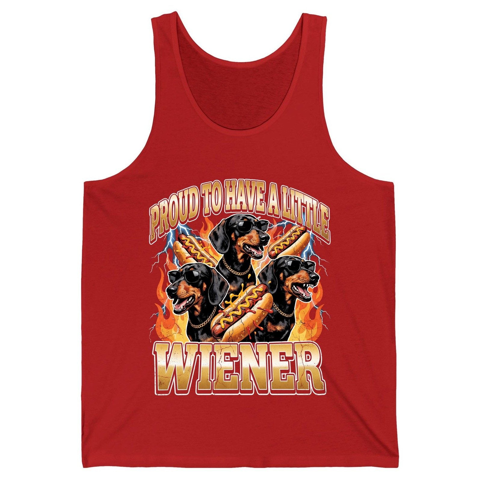 Proud to Have a Little Wiener dachshund Tank Top Red product mockup