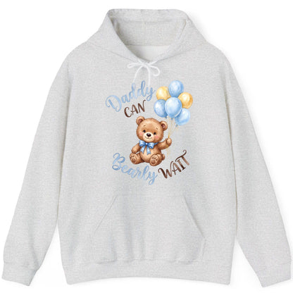 Daddy Can Bearly Wait Teddy Bear Hoodie - product mockup - Ash