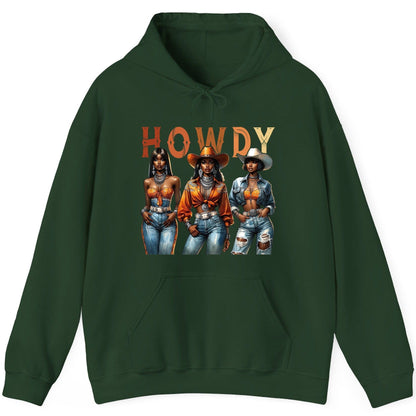 Howdy black cowgirls Hoodie Forest Green product mockup