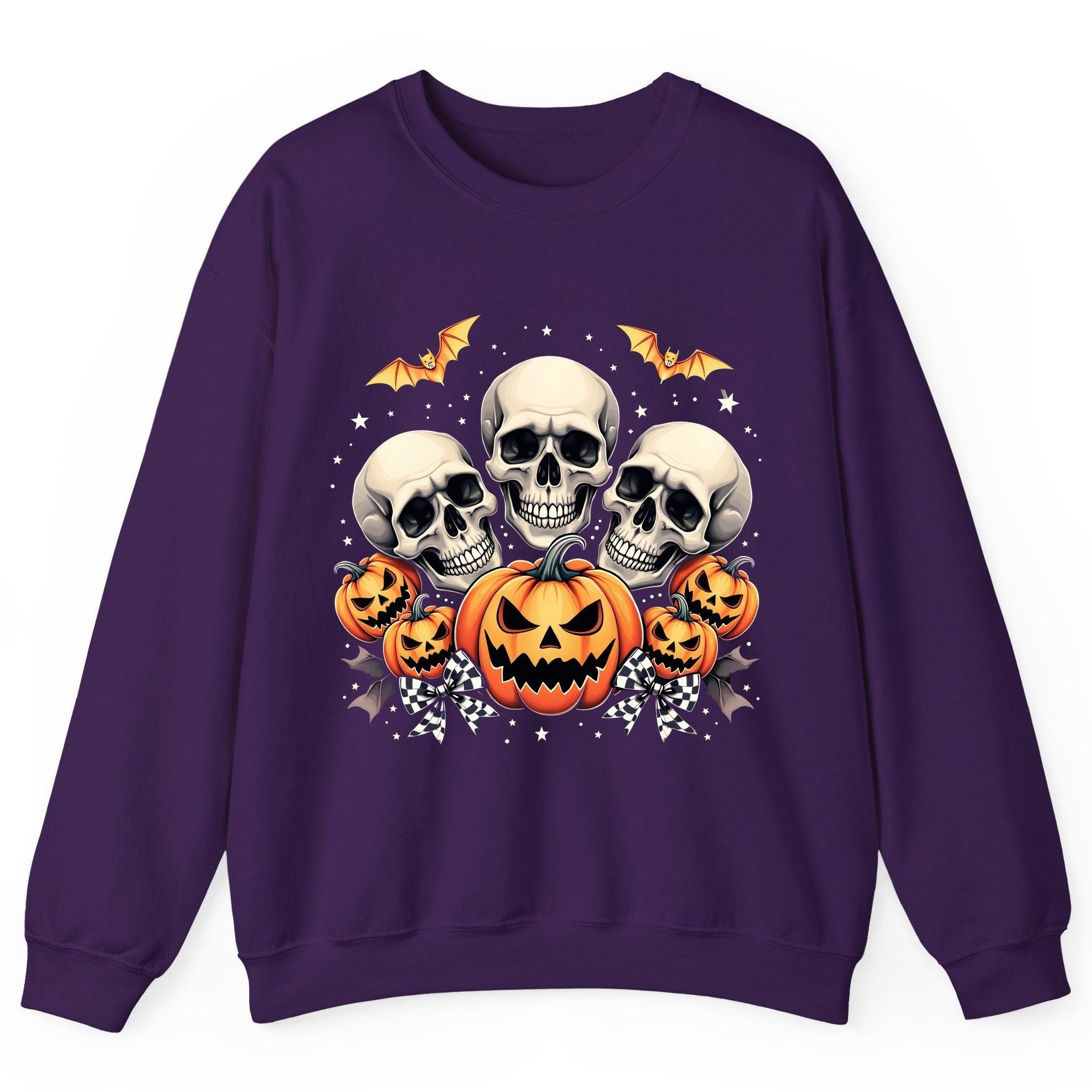 Skulls and Pumpkins Halloween Halloween Sweatshirt Purple product mockup