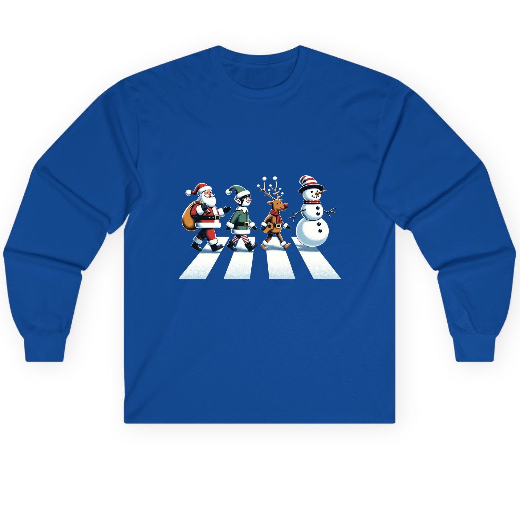 Christmas Abbey Road Parody Christmas abbey road parody Long Sleeve Tee Royal product mockup