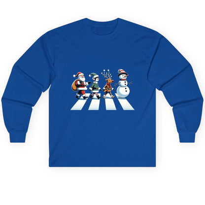 Christmas Abbey Road Parody Christmas abbey road parody Long Sleeve Tee Royal product mockup