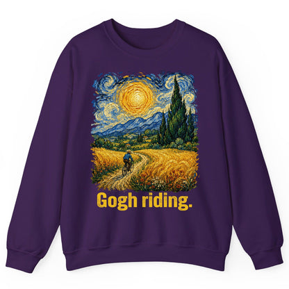 Gogh Riding art parody Sweatshirt Purple product mockup