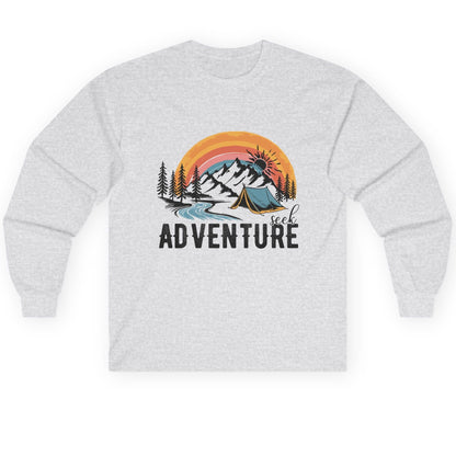 Seek Adventure camping Long Sleeve Tee Ash product mockup