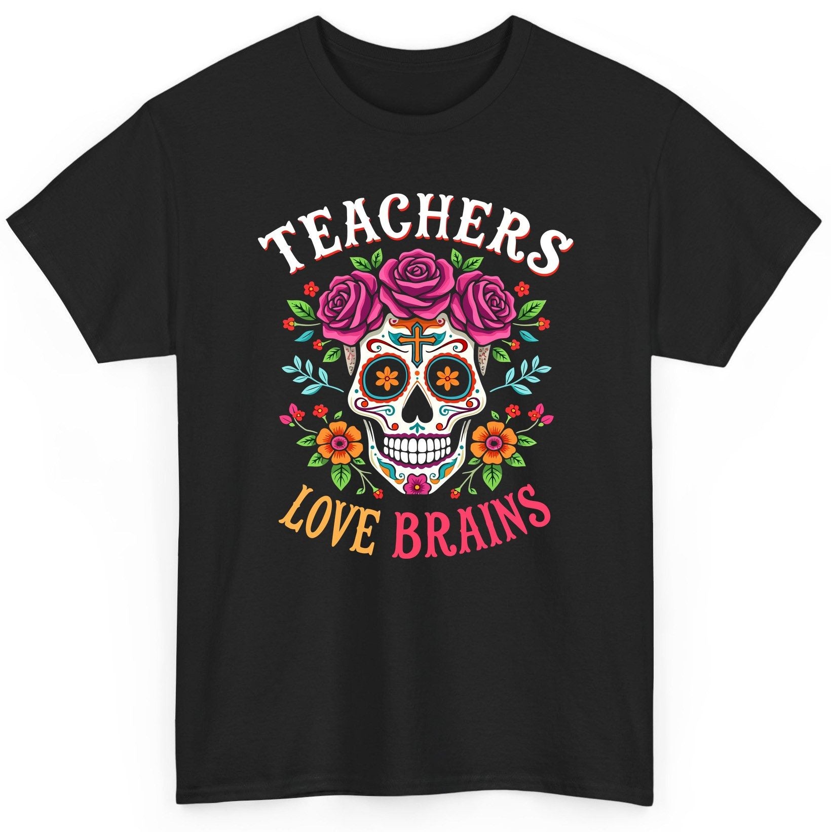 Teachers Love Brains teacher T-Shirt Black product mockup