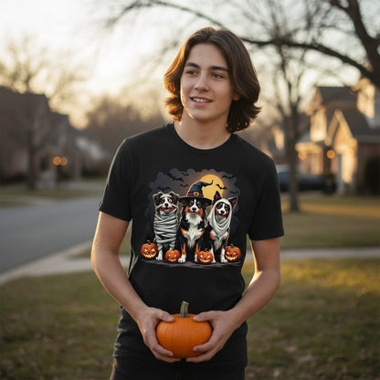 Australian Shepherd Halloween Dogs australian shepherd dogs Youth T-Shirt Black lifestyle mockup