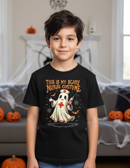 This Is My Scary Nurse Costume Halloween ghost nurse Youth T-Shirt Black lifestyle mockup