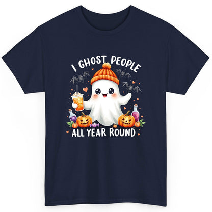 I Ghost People All Year Round cute ghost T-Shirt Navy product mockup