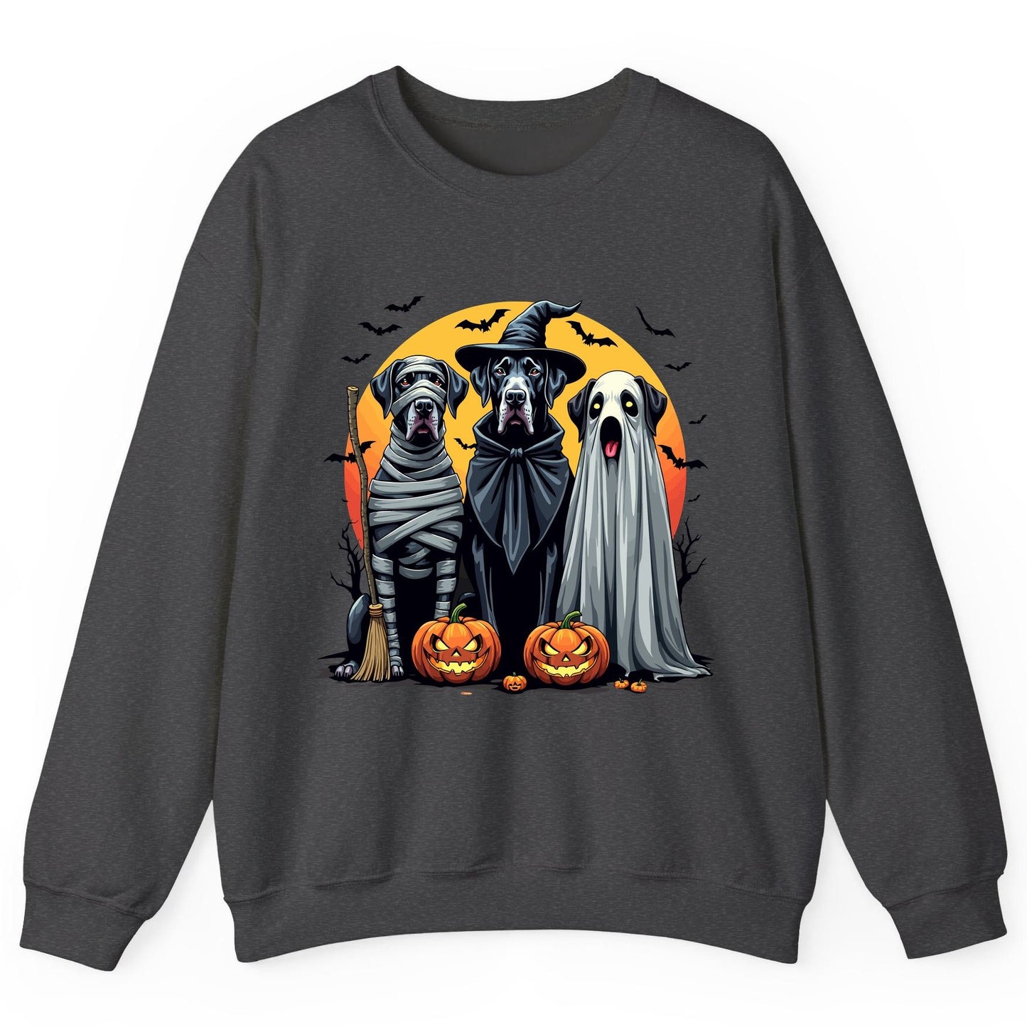 Halloween Dogs in Costumes Halloween dogs Sweatshirt Dark Heather product mockup