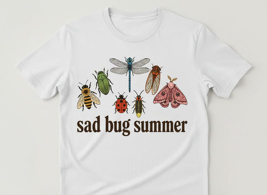 Sad Bug Summer Retro Enthusiasts T-Shirt - product mockup - White