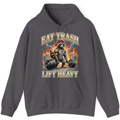 Eat Trash Lift Heavy raccoon Hoodie Charcoal product mockup