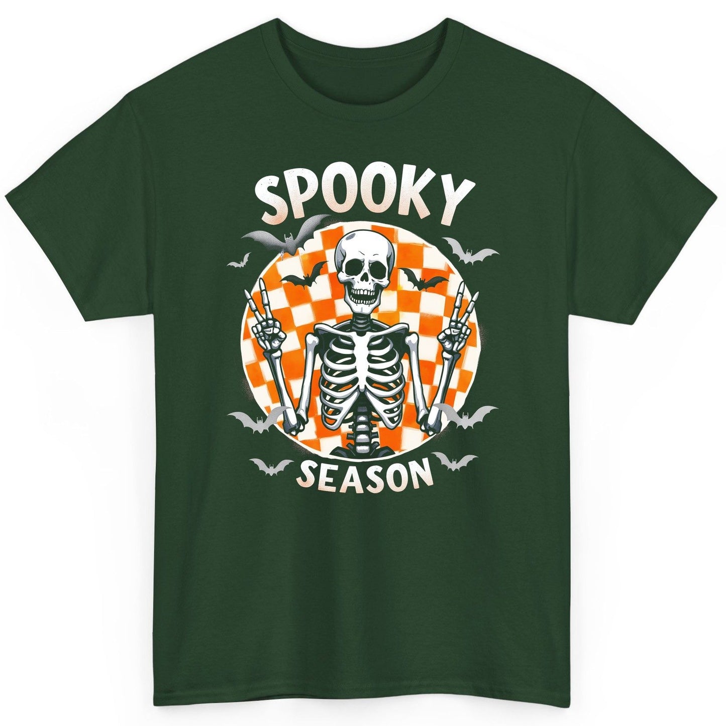 Spooky Season Halloween skeleton T-Shirt Forest Green product mockup