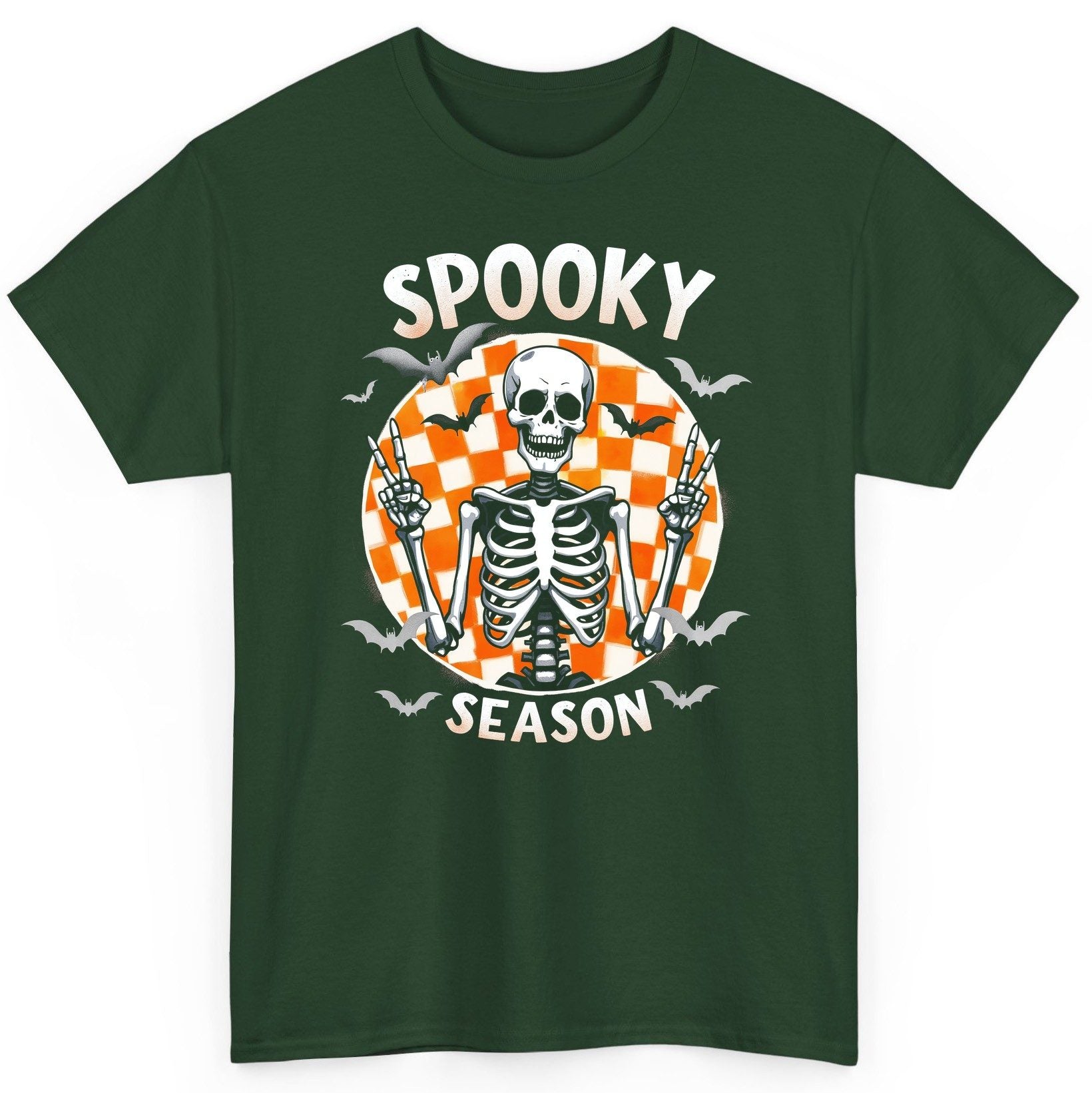 Spooky Season Halloween skeleton T-Shirt Forest Green product mockup