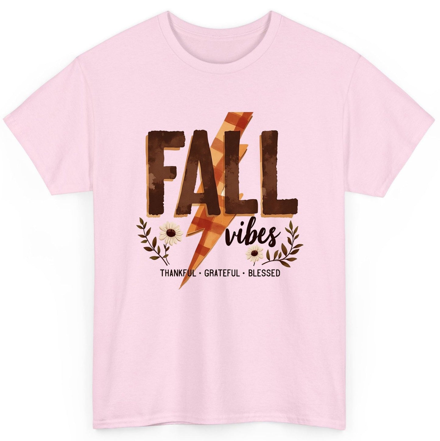 Fall Vibes Thankful Grateful Blessed autumn T-Shirt Light Pink product mockup