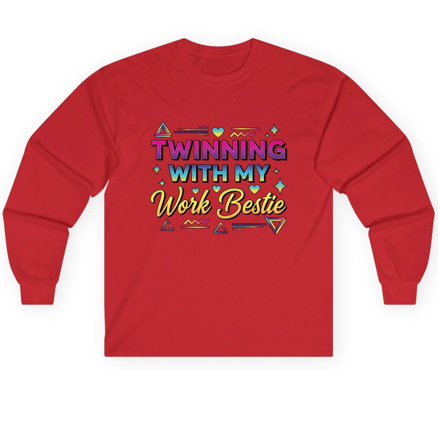 Twinning with My Work Bestie work bestie Long Sleeve Tee Red product mockup