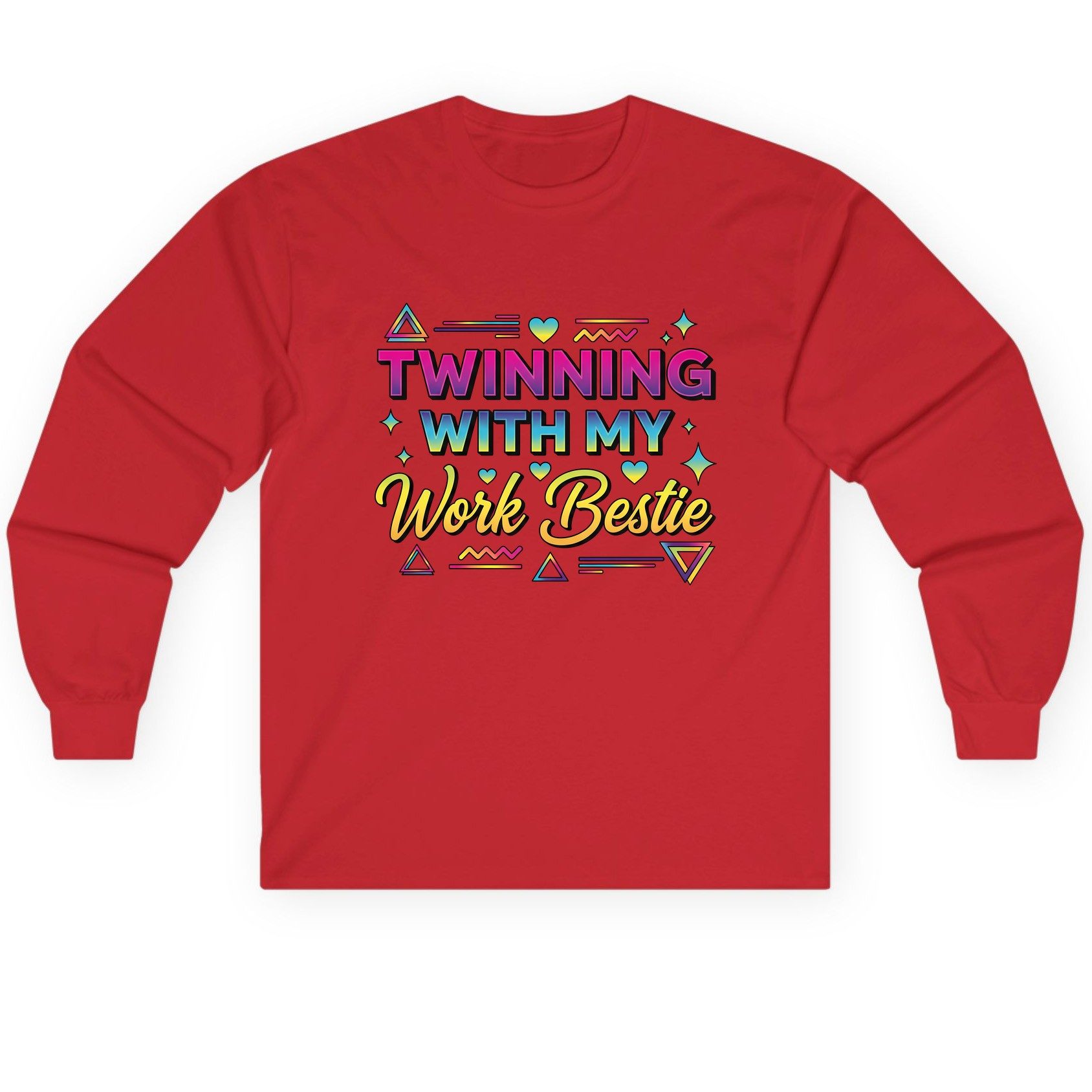 Twinning with My Work Bestie work bestie Long Sleeve Tee Red product mockup