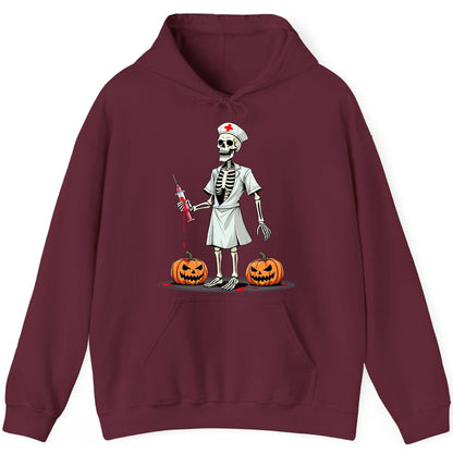 Spooky Skeleton Nurse Halloween skeleton nurse Hoodie Maroon product mockup