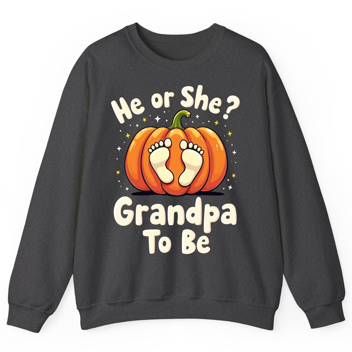 He or She Grandpa to Be gender reveal Sweatshirt Dark Heather product mockup