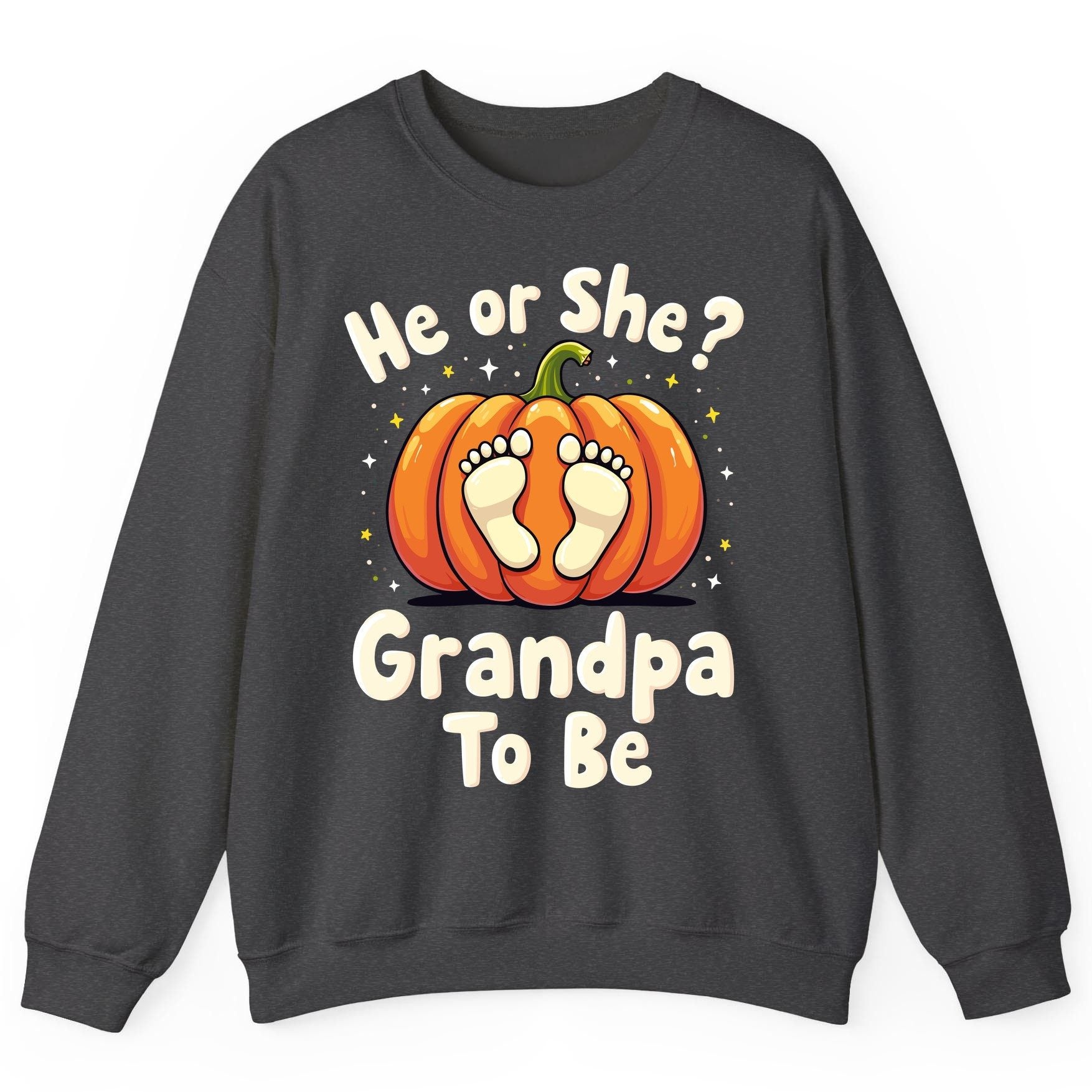 He or She Grandpa to Be gender reveal Sweatshirt Dark Heather product mockup