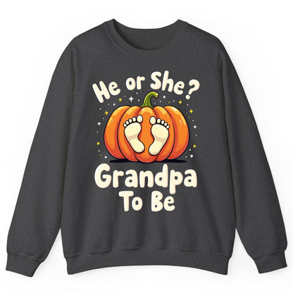 He or She Grandpa to Be gender reveal Sweatshirt Dark Heather product mockup