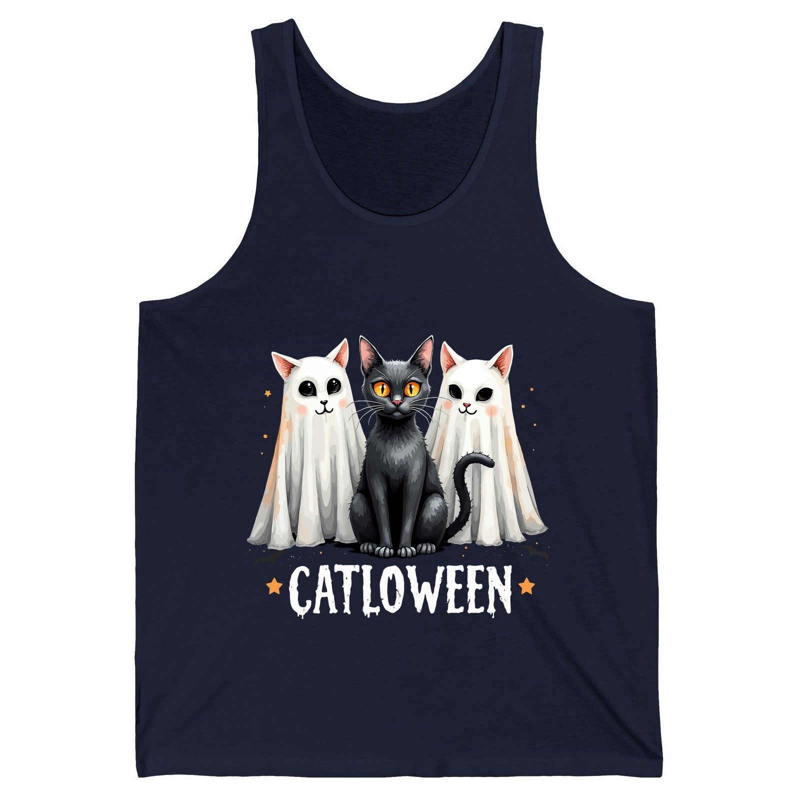 Catloween Halloween cats Tank Top Navy product mockup