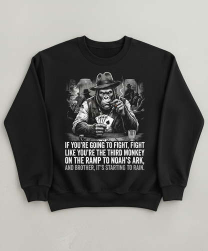 Third Monkey on Noah's Ark Gorilla Poker Player Sweatshirt - Black