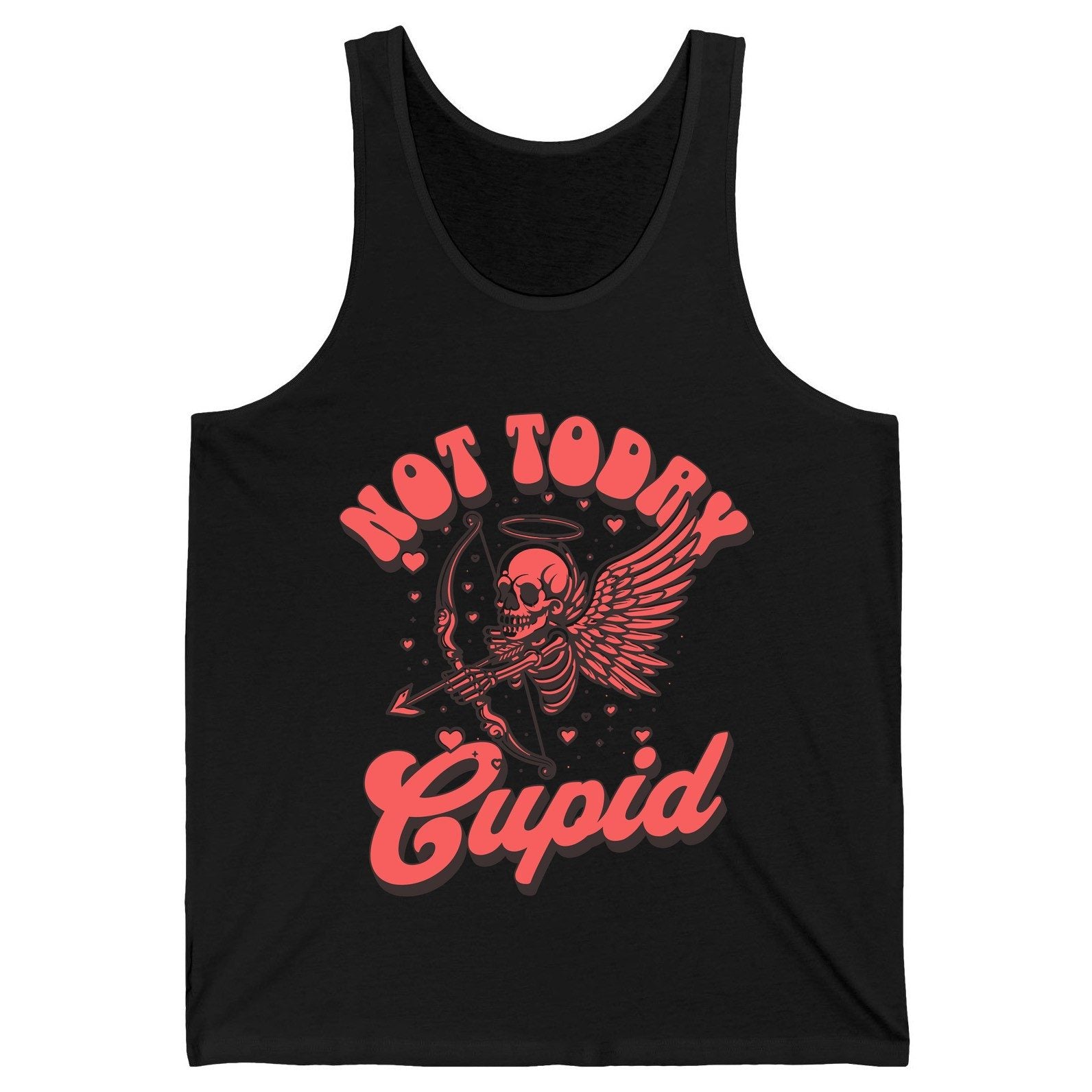 Not Today Cupid skeletal cupid Tank Top Black product mockup