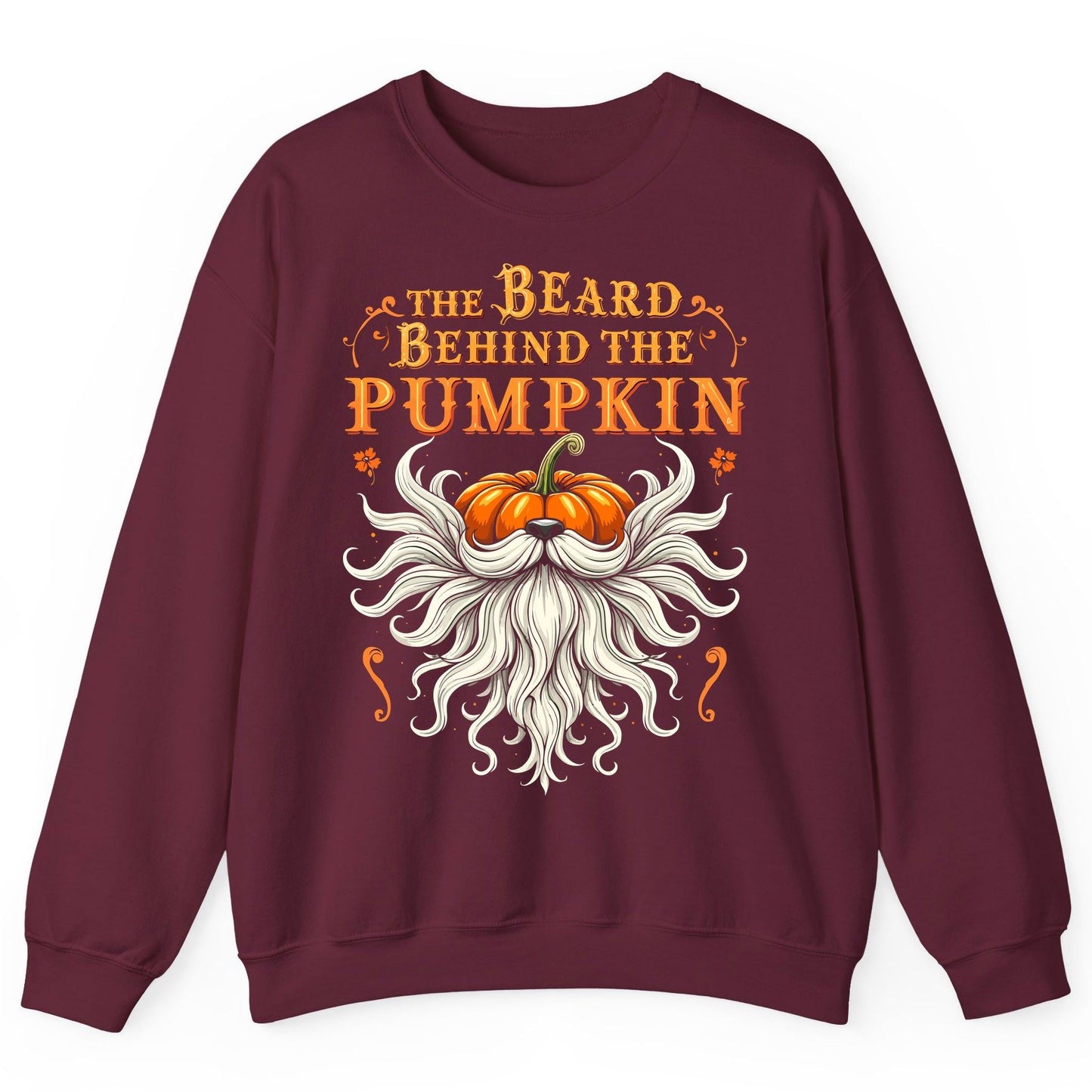 The Beard Behind the Pumpkin bearded dad Sweatshirt Maroon product mockup