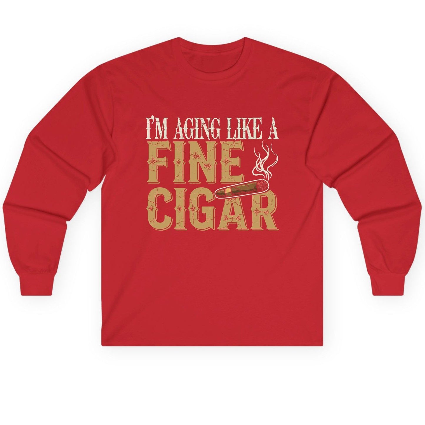 I'm Aging Like a Fine Cigar cigar smoking Long Sleeve Tee Red product mockup
