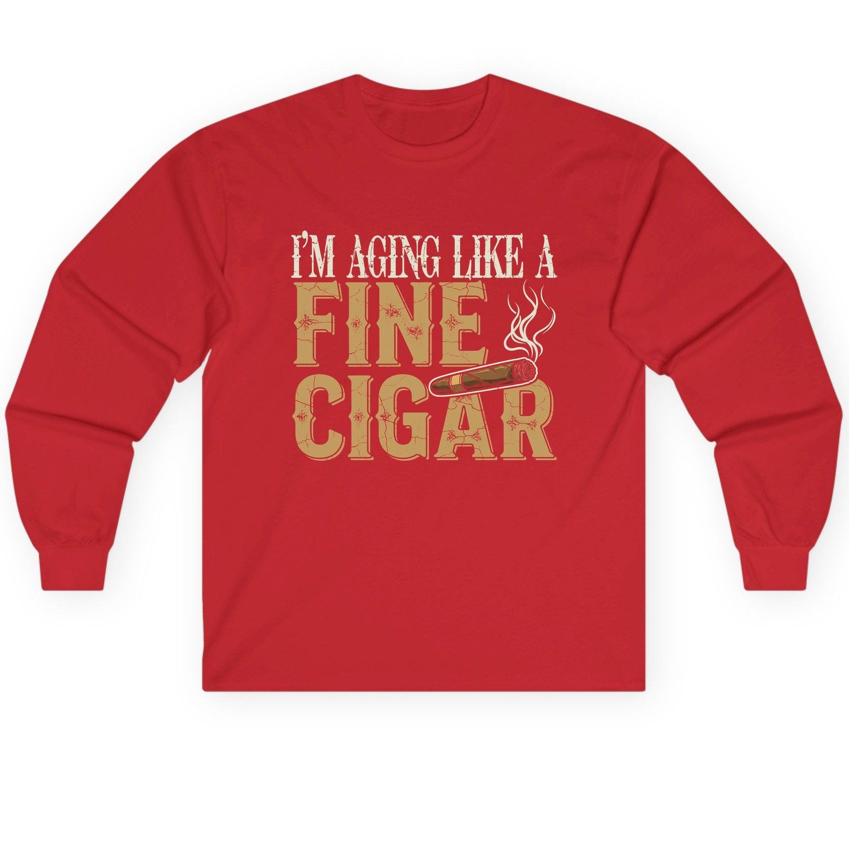 I'm Aging Like a Fine Cigar cigar smoking Long Sleeve Tee Red product mockup