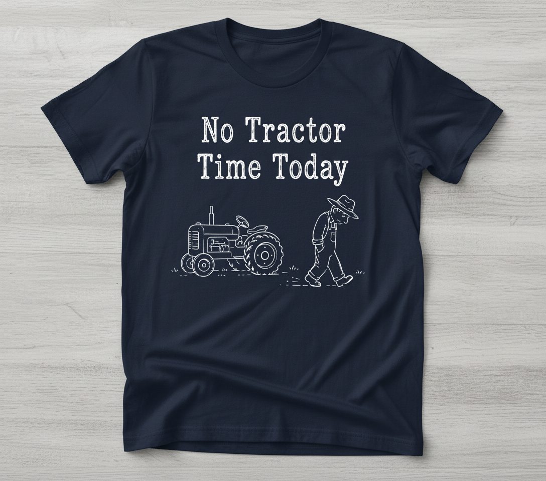 No Tractor Time Today Funny Farming T-Shirt - product mockup - Navy