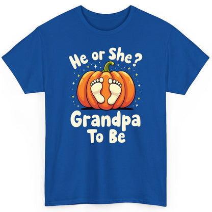 He or She Grandpa to Be gender reveal T-Shirt Royal product mockup