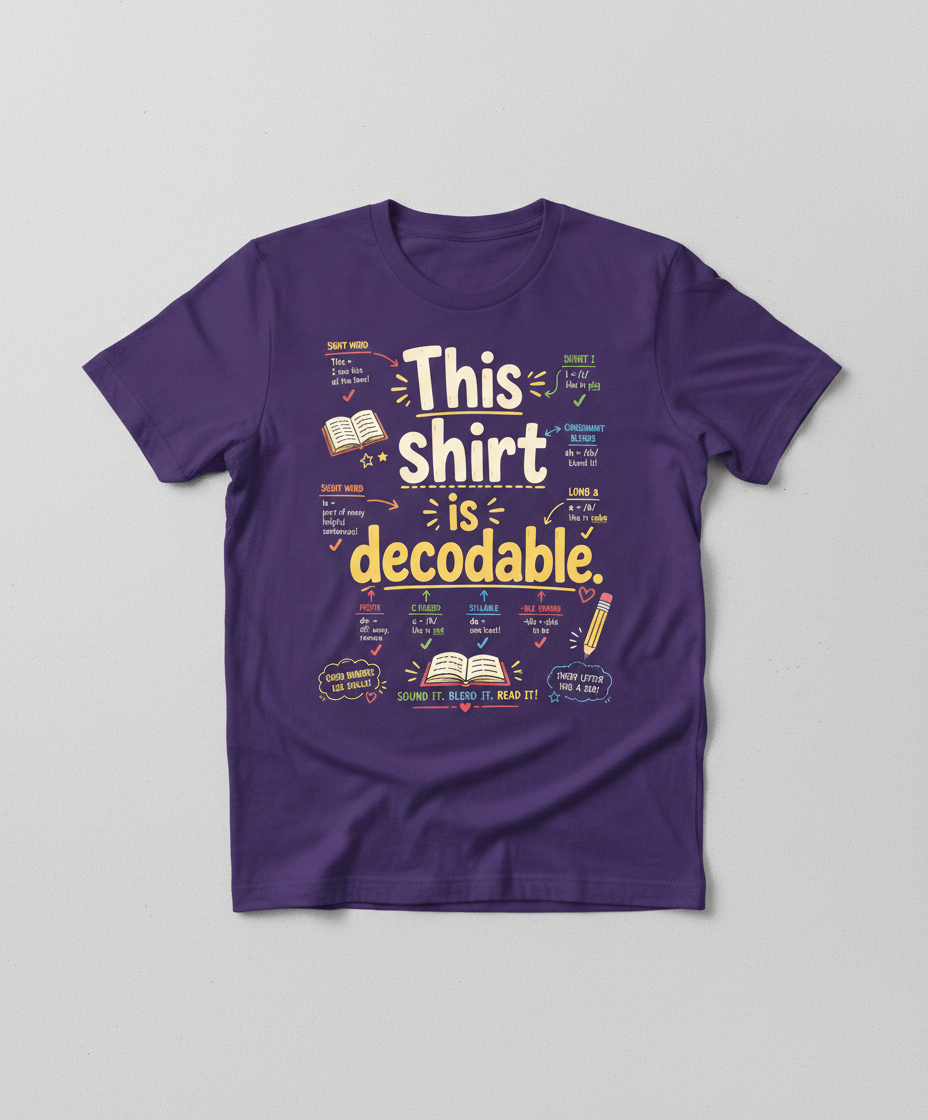 This Shirt Is Decodable Phonics Teacher T-Shirt - Purple