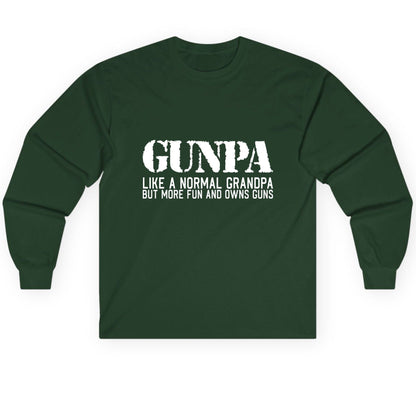 Gunpa Like a Normal Grandpa but More Fun and Owns Guns funny gun owner grandpa Long Sleeve Tee Forest Green product mockup