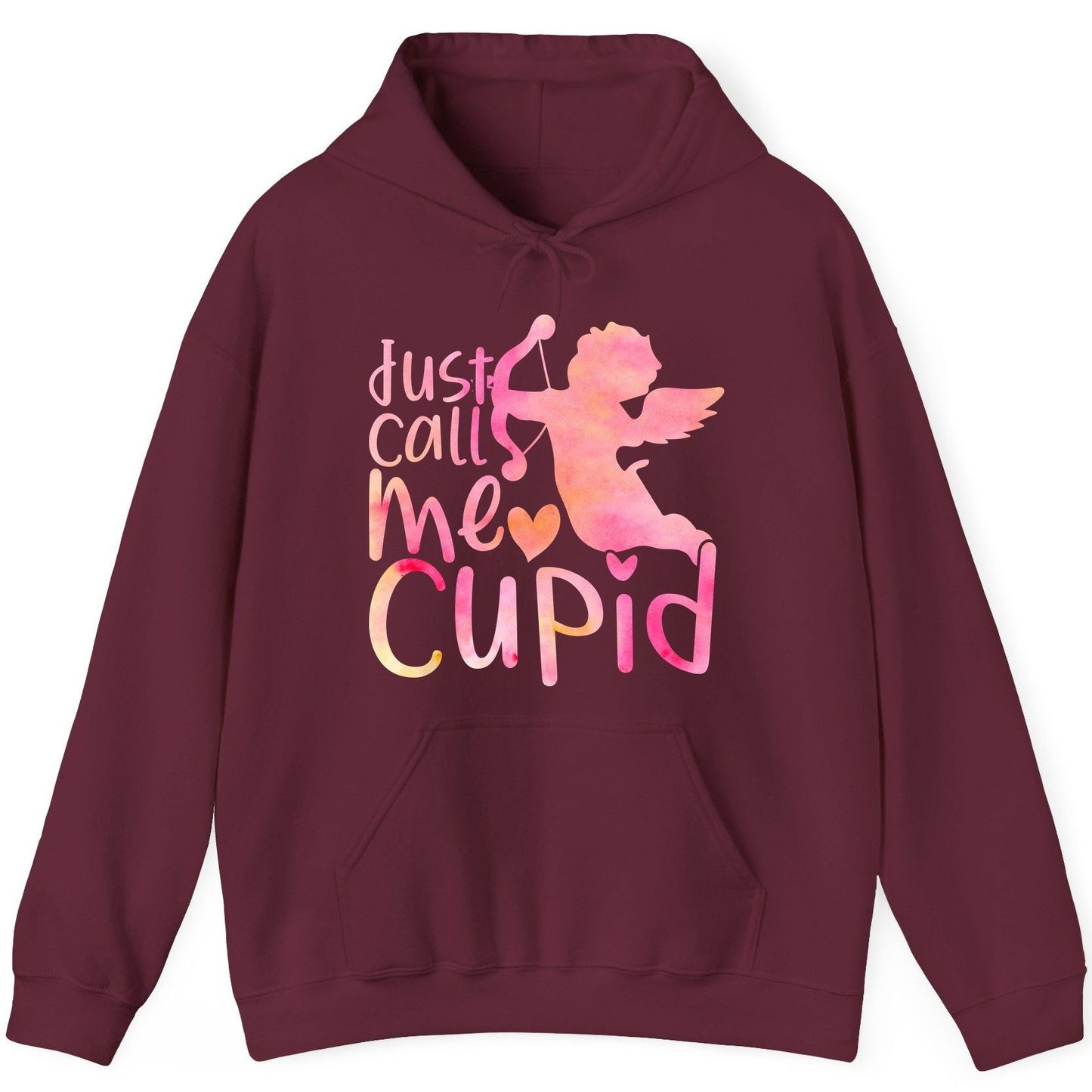 Just Call Me Cupid cupid Hoodie Maroon product mockup