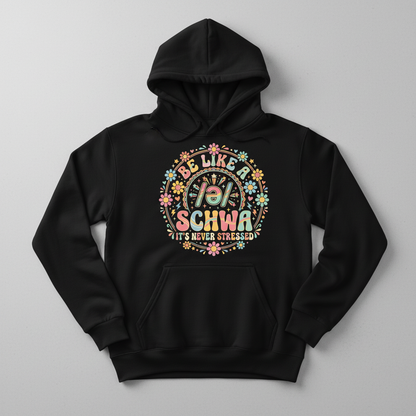 Retro Groovy Schwa Linguistics Pun Design Hoodie - Black
