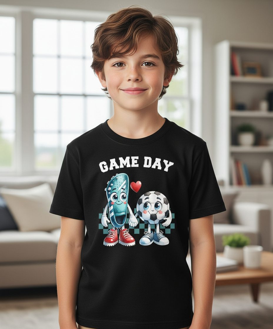 Game Day soccer Youth T-Shirt Black lifestyle mockup