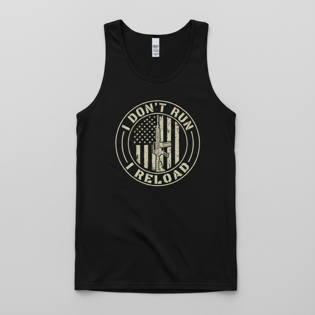I Don't Run I Reload Patriotic Gun Rights Design Tank Top - Black