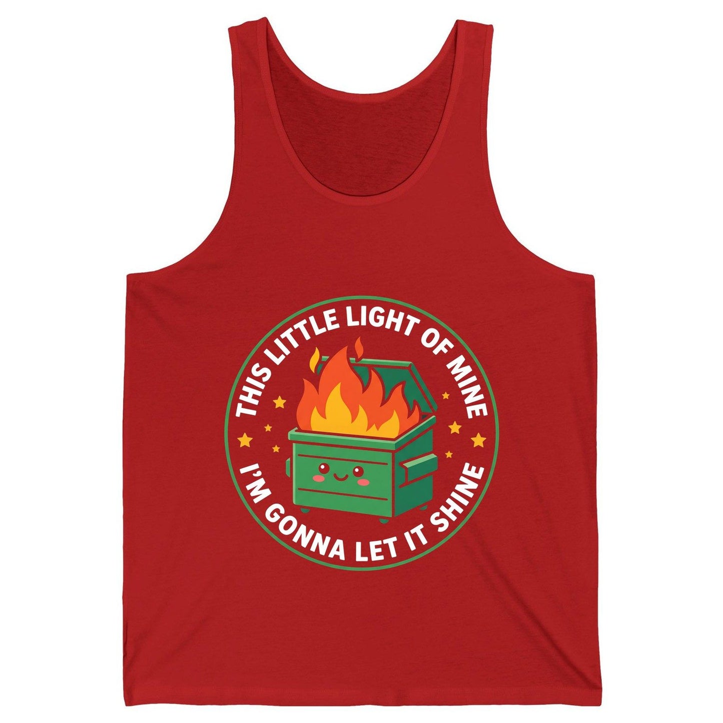 This little light of mine I'm gonna let it shine Dumpster Fire Tank Top Red product mockup