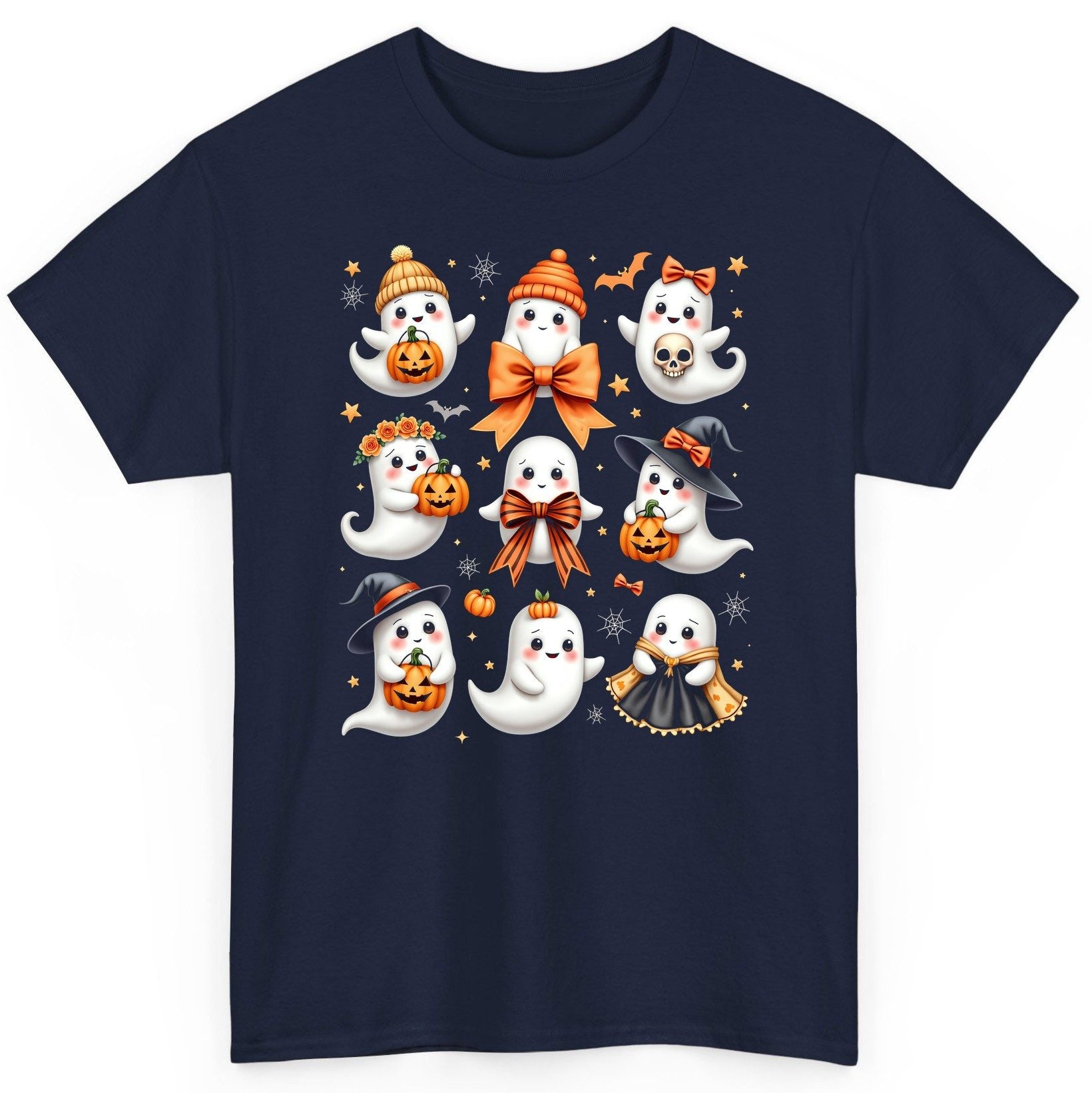 Cute Kawaii Ghosts Collection cute Halloween ghosts T-Shirt Navy product mockup