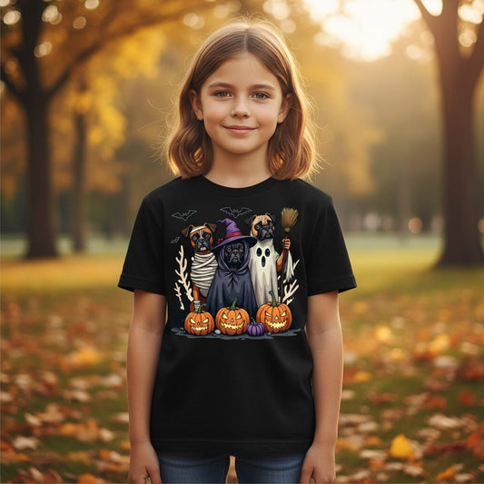 Halloween Dogs in Costume Halloween dogs Youth T-Shirt Black lifestyle mockup