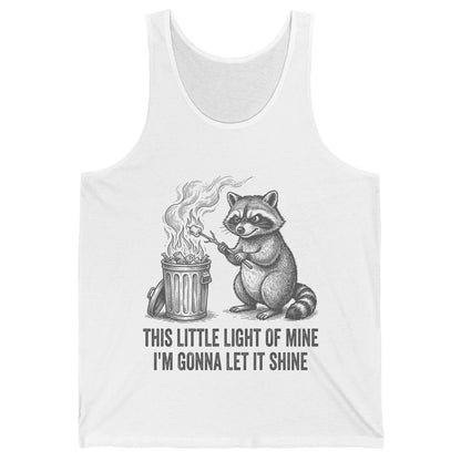 THIS LITTLE LIGHT OF MINE I'M GONNA LET IT SHINE Raccoon Tank Top White product mockup