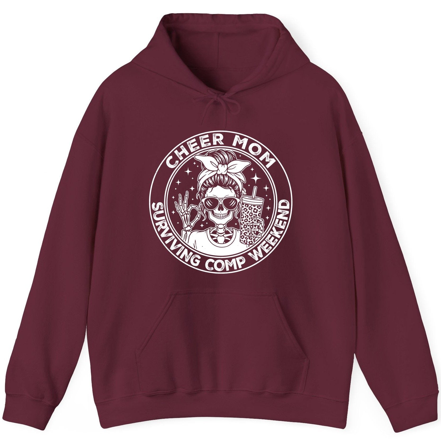 Cheer Mom Surviving Comp Weekend cheer mom Hoodie Maroon product mockup